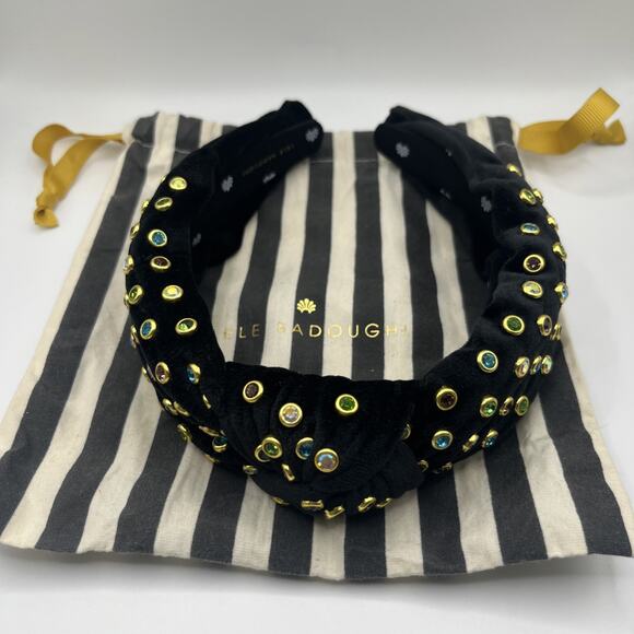 Lele Sadoughi 2 Headbands Kinsey 14K Gold Plate Rainbow Crystal & Velvet Natural main image 4